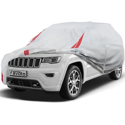 Car Cover Waterproof Custom Fit for Jeep Grand Cherokee (Sliver＆Red / Custom Fit Jeep Grand Cherokee)