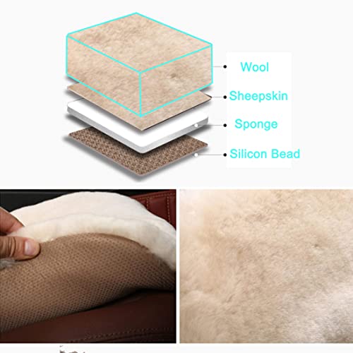 Genuine Sheepskin Car Seat Cover for Fuzzy Soft Fur Wool Cushion (Pearl)