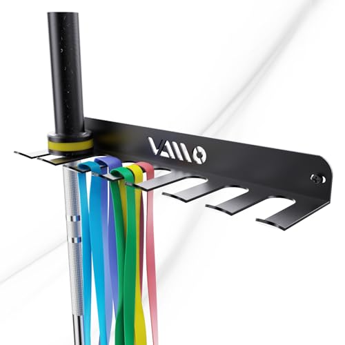 Gym Storage Rack With 8 Hooks Multi Purpose Resistance Band Rack Wall Mount Barbell Rack for Exercise Bands (3mm Black 7 Hooks)
