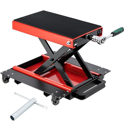 1200 LBS Motorcycle Jack with Dolly (1200 LBS Red With Dolly)