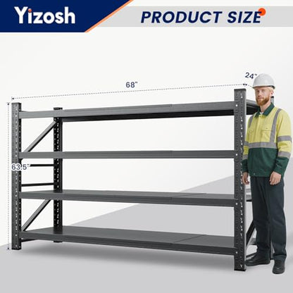 68" W Metal Garage Storage Shelves (68"Wx24"Dx63"H)