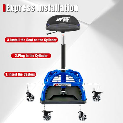 Rolling Shop Stool with Wheels (Blue)