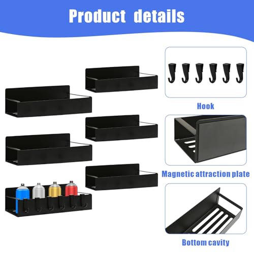 6 Pcs Magnetic Aerosol Spray Can Holder (Black-6pcs)