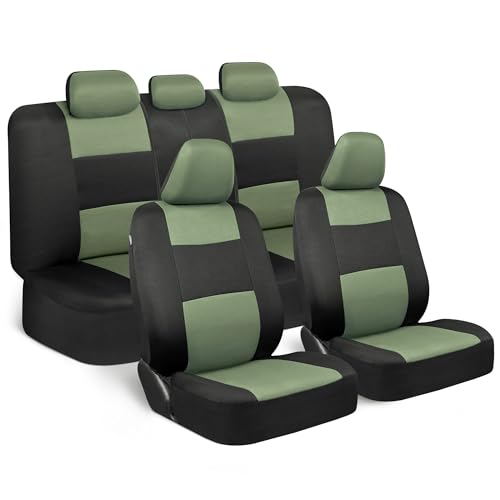 PolyPro Car Seat Covers Full Set in Green on Black (Green)