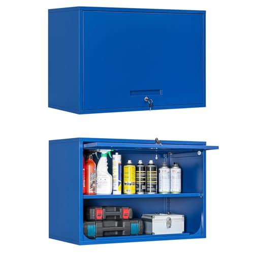 Metal Wall Cabinet with Locking Door and Shelf (21.65"H / Blue)
