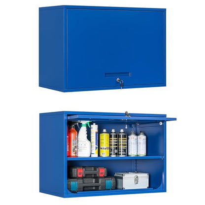 Metal Wall Cabinet with Locking Door and Shelf (21.65"H / Blue)