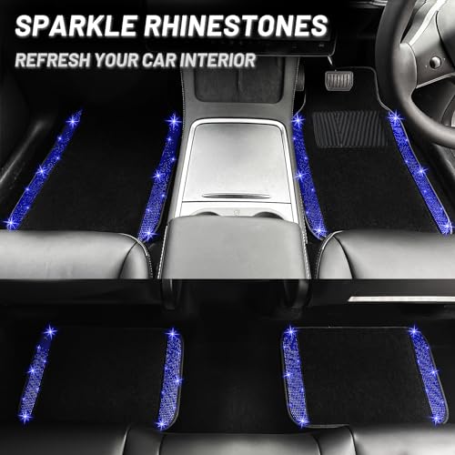Blue Bling Car Floor Mats Full Set (Blue Diamond / Car Floor Mats (4 Pieces))