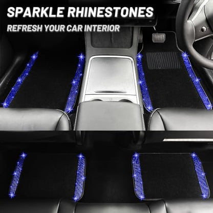 Blue Bling Car Floor Mats Full Set (Blue Diamond / Car Floor Mats (4 Pieces))