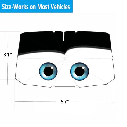 Windshield Sun Shade 2025 Car Accessories 100% Blackout Car Front Windsow Shades Umbrella Automotive Sun Visor Block Heat Insulation Protection (Black)