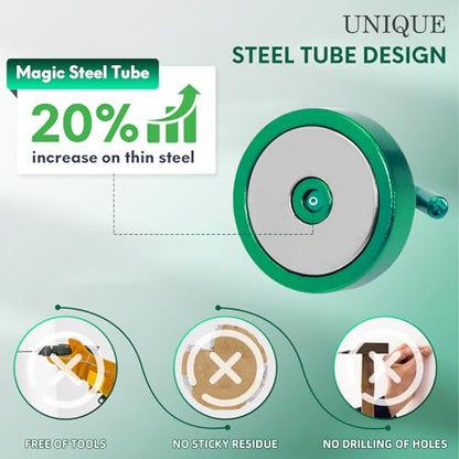 Magnetic Hooks Steel Tube Design for Cruise (Green / 80lb Magnetic Hooks)