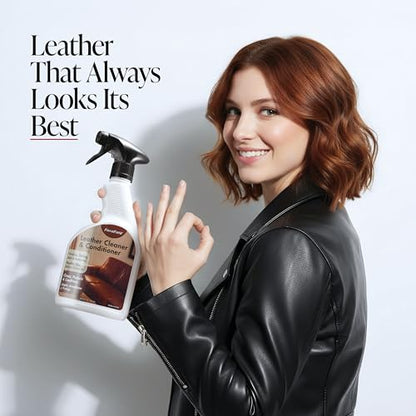 3-in-1 Leather Cleaner & Conditioner (22 oz) - Restores Natural Oils, Removes Stains and Hides Scuffs (22 Fl Oz (Pack of 1))