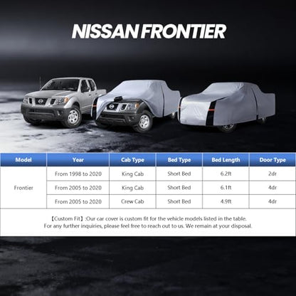 Multi Layer Nissan Frontier Truck Cover (W.Fit Frontier91998-2020) King/Crew Cab SB / White Truck Cover)