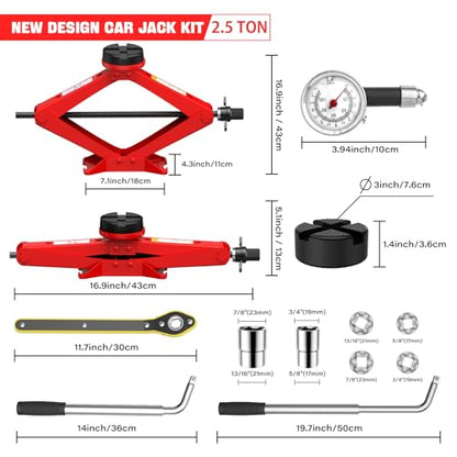 Scissor Jack for Car 2.5 Ton (Red)