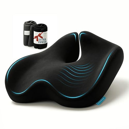 Pressure Relief Seat Cushion for Tailbone Pain (Black & Dark Gray)