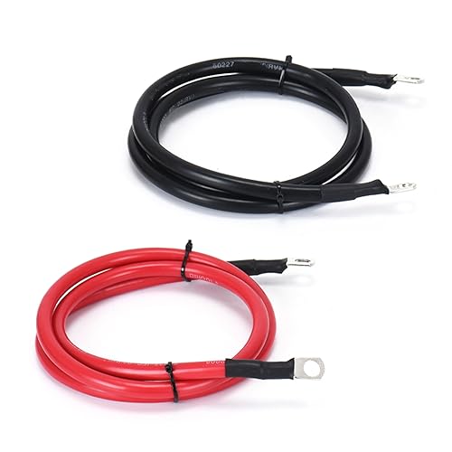 2 AWG Battery Cable 2 Gauge Pure Copper Battery Inverter Cables with 3 (4FT / 3/8")
