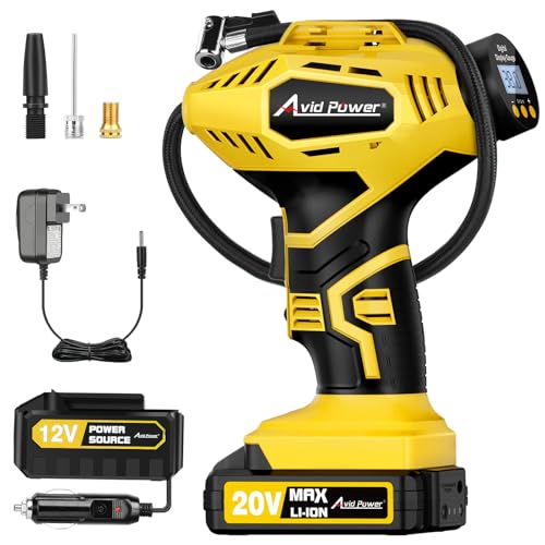 20V Rechargeable Cordless Tire Inflator Portable Air Compressor (Yellow)