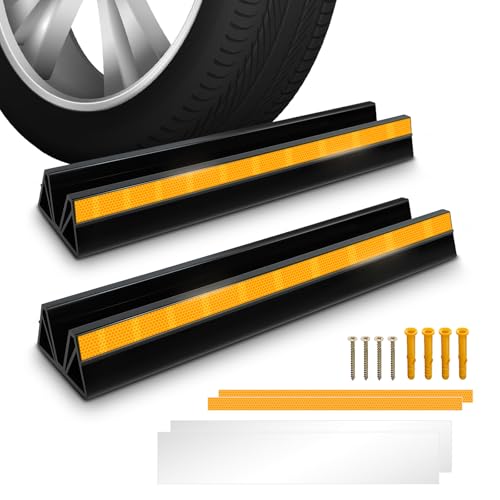 2 Pcs 18'' Parking Car Wheel Stopper for Garage with 2 Installation Methods (2pc-17.5'')