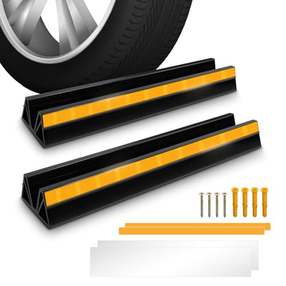 2 Pcs 18'' Parking Car Wheel Stopper for Garage with 2 Installation Methods (2pc-17.5'')