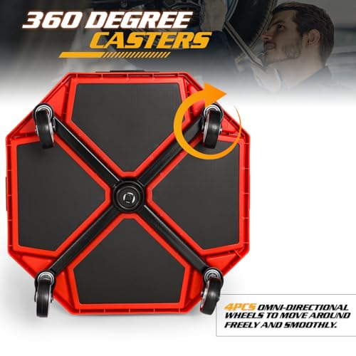 Adjustable Mechanics Stool with Wheels (Red)