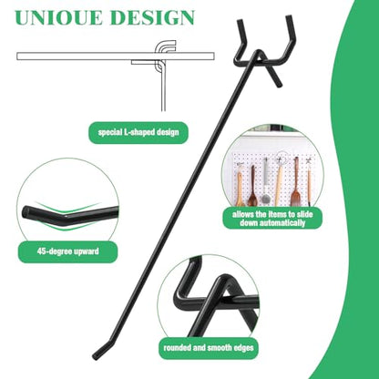 60Pcs 2" 4" 6" 8" Pegboard Hooks Assortment Set (2/4/6/8 Inches / Black)
