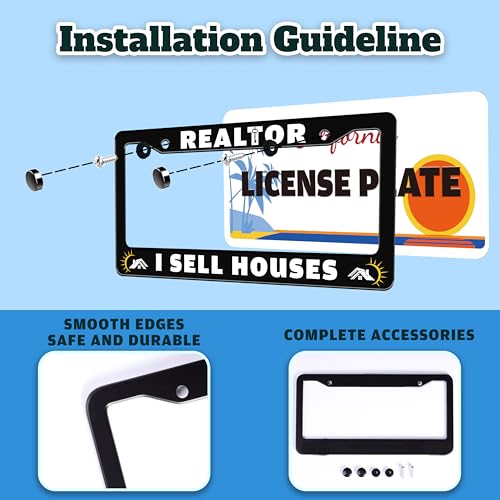 Realtor I Sell Houses License Plate Frame Stainless Steel 6.3 X 12.2 Inch (Realtor I Sell Houses)