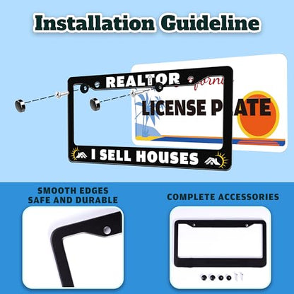 Realtor I Sell Houses License Plate Frame Stainless Steel 6.3 X 12.2 Inch (Realtor I Sell Houses)