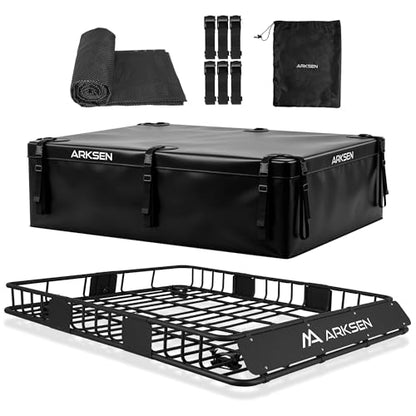 64" x 50" x 6" Extra Wide Roof Rack Basket with Extension (64" Cargo Rack w/ Cargo Bag)