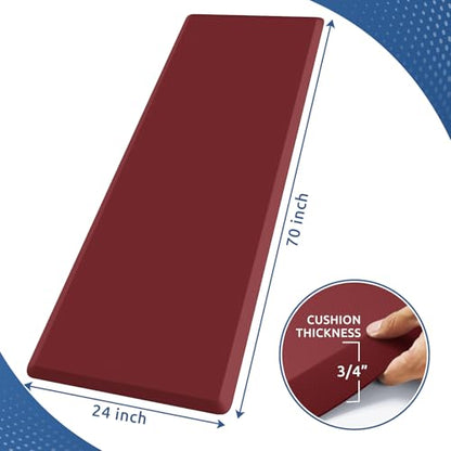 0.8" Thick Kitchen Mat Cushioned Anti Fatigue Rug Comfort Floor Mats (Red / 70"L x 24"W x 0.8"Th)