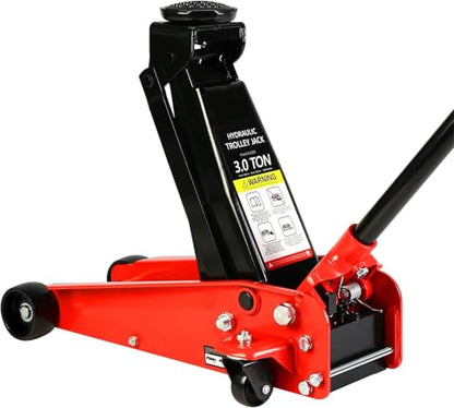 3 Ton Low Profile Floor Jack (Red - 3 Ton(Single Pump), Lift 5.1"-20")