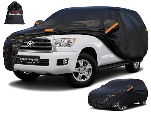 7 Layers Waterproof SUV Car Cover for Toyota Sequoia 2000 (PE-Black / Custom Fit Toyota Sequoia)