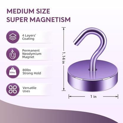 Magnetic Hooks Steel Tube Design for Cruise (Purple / 80lb Magnetic Hooks)