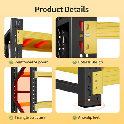 Garage Shelving Unit (Black&yellow / 19.7"D x 59.1"W x 78.7"H)