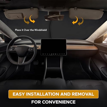 Tesla Windshield Sun Shade for Model 3 (Custom Size - Tesla Model-3 & Model-Y)