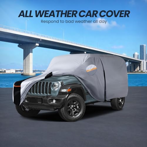 Multi Layer Car Cover Custom Fit for Jeep wrangler 4 Dr (W.Custom Fit Jeep wrangler 4 Door / White Car Cover)