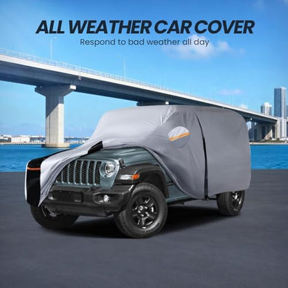 Multi Layer Car Cover Custom Fit for Jeep wrangler 4 Dr (W.Custom Fit Jeep wrangler 4 Door / White Car Cover)