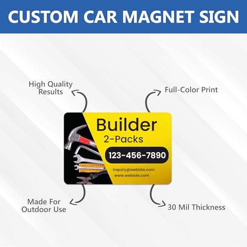 Custom Car Magnet Signs for Builder and Contractor (12"x18" Builder Rectangle)