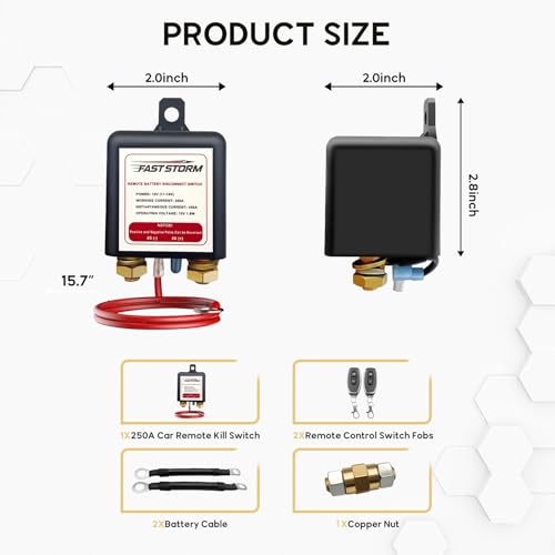 Side Post Remote Battery Disconnect Switch 12V (250A Remote Battery Kill Switch)