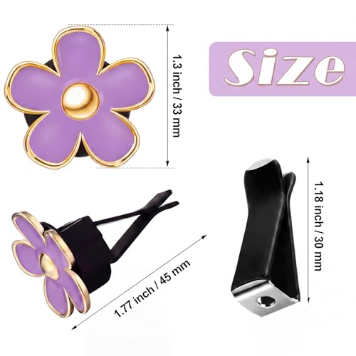 6 Pcs Daisy Vent Clips for Car (Purple, Pink,White, / 1 Count (Pack of 6))