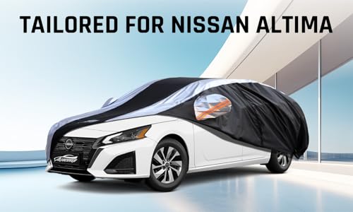 Altima Car Cover Waterproof All Weather with Silver Strip Design (Custom Fit Nissan Altima)