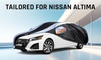 Altima Car Cover Waterproof All Weather with Silver Strip Design (Custom Fit Nissan Altima)