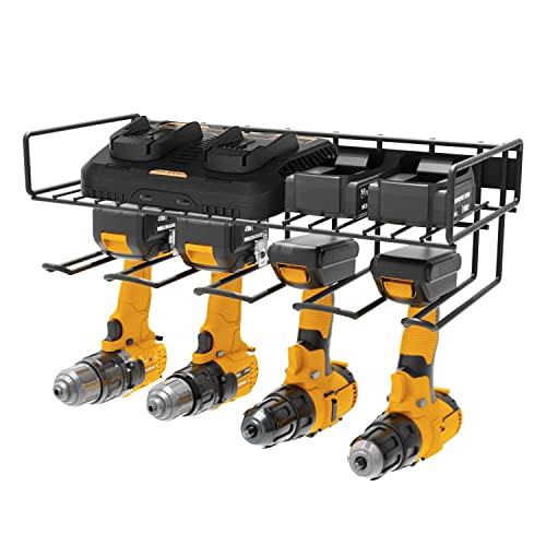 Wall Mounted Power Tool Organizer Holder (Drill Rack & Shelf 2-in-1)