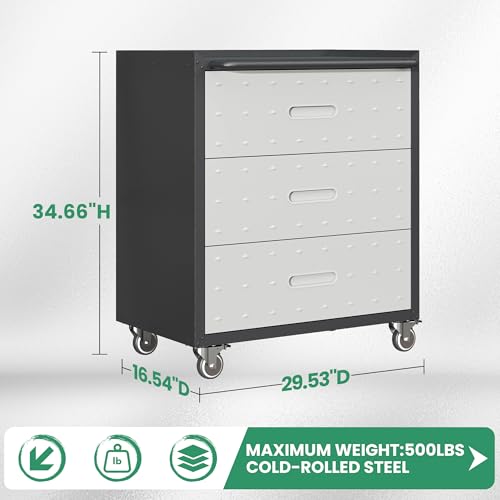 Garage Cabinets (Black/Grey / 3 Drawers)