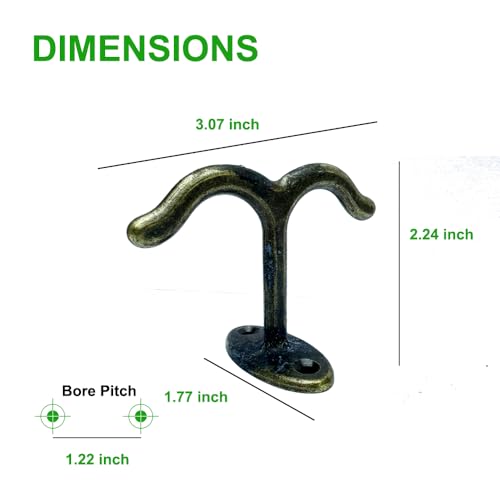 10 Pcs Zinc Alloy Ceiling Double Hook Cabinet Wardrobe Coat Towel Hat Hook Hooks Under Cabinet Shelf (Antique Bronze)