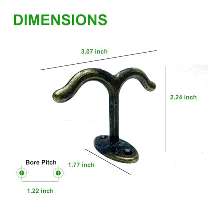 10 Pcs Zinc Alloy Ceiling Double Hook Cabinet Wardrobe Coat Towel Hat Hook Hooks Under Cabinet Shelf (Antique Bronze)