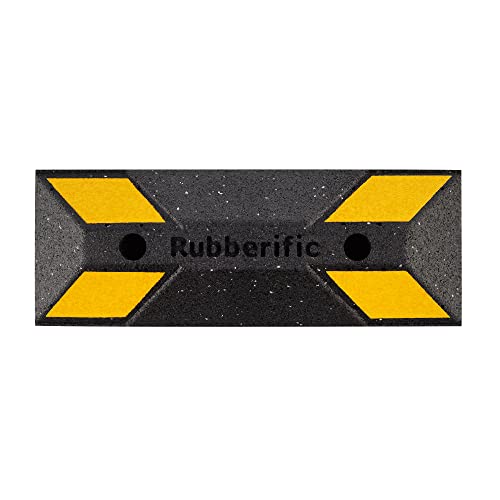 Heavy Duty Rubber Parking Stop Durable Easy to Install Reflective Parking Curb Garage Car Stopper for Indoor and Outdoor Use (2 Pack)