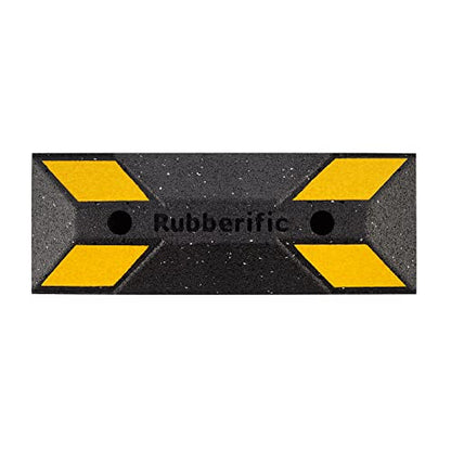 Heavy Duty Rubber Parking Stop Durable Easy to Install Reflective Parking Curb Garage Car Stopper for Indoor and Outdoor Use (2 Pack)