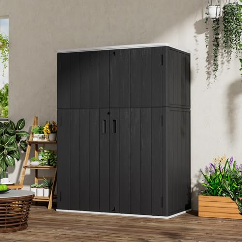 Vertical Outdoor Storage Cabinets (Black-57Cu.ft)