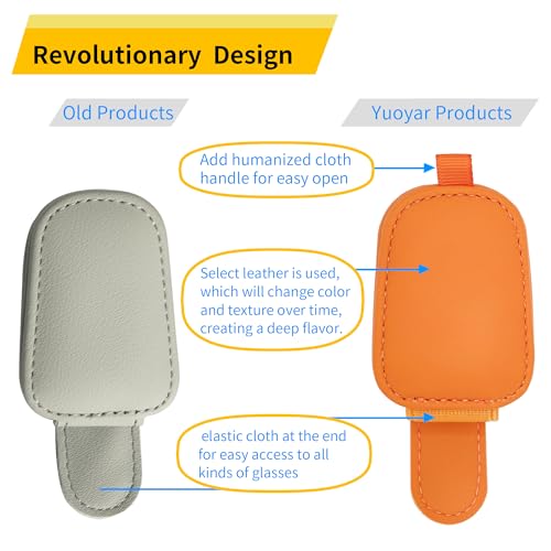 Magnetic Leather Sunglasses Holder for Car (orange)
