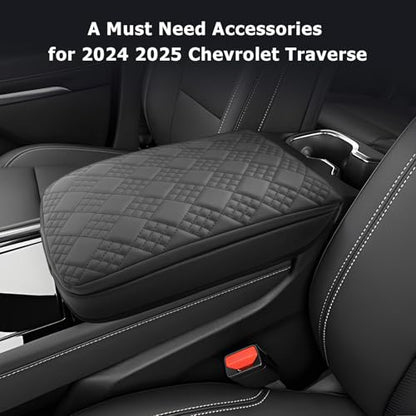 2026 2027 Traverse Center Console Cover Compatible with 2024 2025 2026 2027 Chevrolet Traverse Accessories 2027 Traverse LT (2024-2027 Traverse Thick Black)