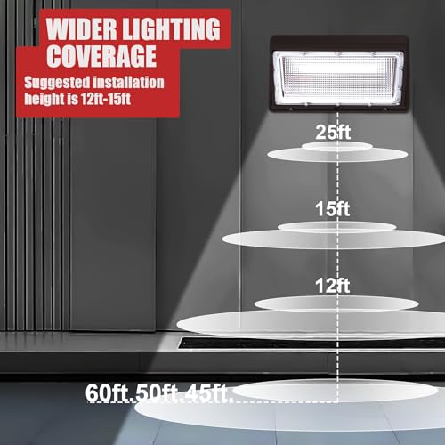 120W 6 Pack LED Wall Pack Light for Warehouse Garage Building (NO photocell)